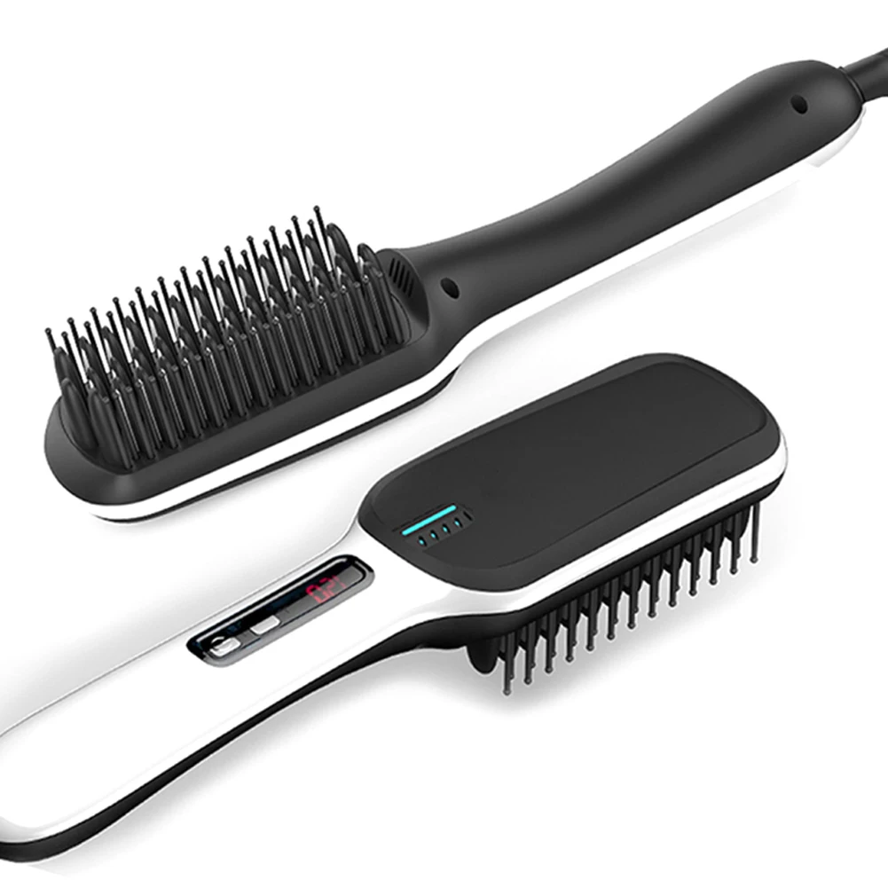 Светодиодный выпрямитель для бороды с ионным дисплеем мужчин расческа