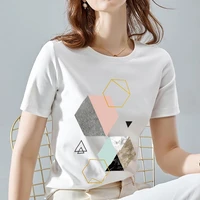 xxs 3xl women tshirts beautiful geometry pattern printing series tee summer classic white o neck all match short sleeve tops