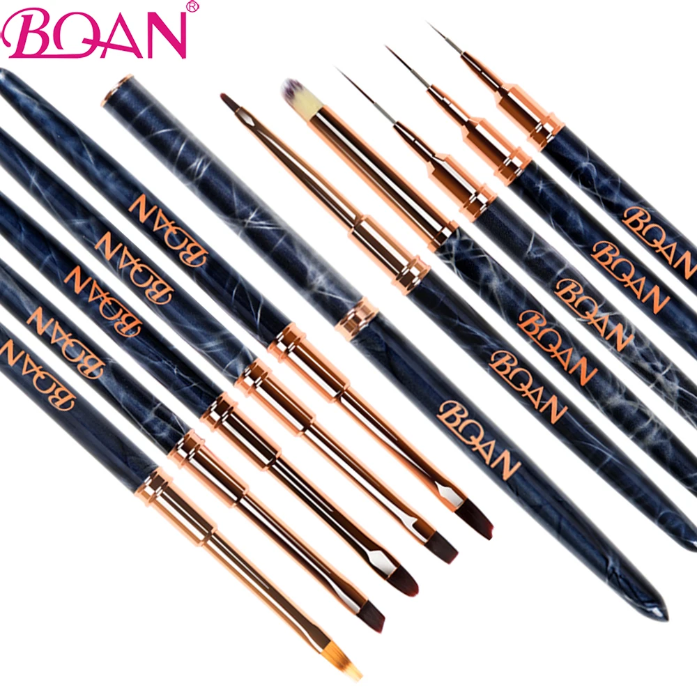 

BQAN черная мраморная Кисть для ногтей УФ-гель Кисть для наращивания Лайнер Кисть для рисования искусственные кисти для ногтей