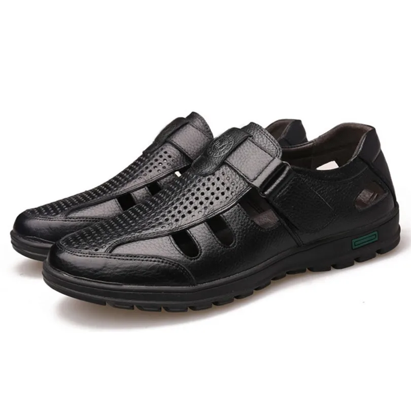 

Hollow Out Men Genuine Leather Sandals Man Outdoor Casual Shoes Breathable Fisherman Shoes Men Beach shoes