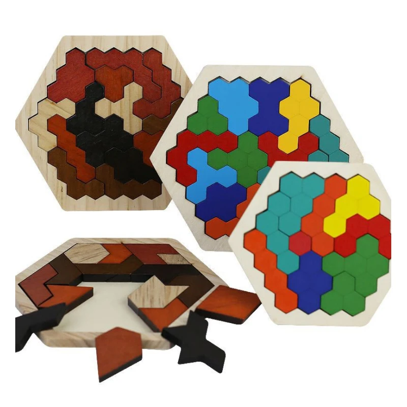 Деревянные головоломки шестигранная головоломка сотовая форма танграмма доска
