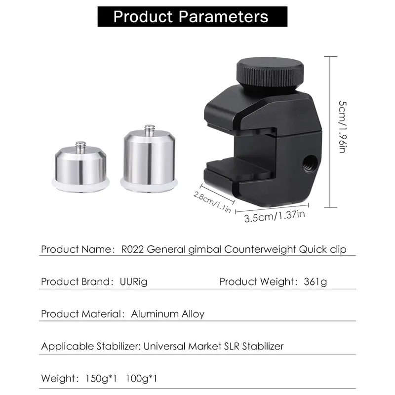 UURig R022 DSLR Gimbal Counter weight для Dji Ronin S SC Zhiyun Feiyu AK2000 AK4000 Weight BMPCC 4K 6K | Электроника