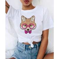 women graphic 2021 spring summer cute fox fashion cartoon lady clothes tops tees print female tshirt t shirt