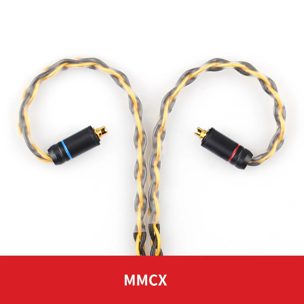 TRN T1 золото серебро смешанный покрытием 0,75 MMCX кабель обновления стерео аудио наушники провода для наушников V90 IM2 V80 V30 V60 X6 AS10 - Цвет: MMCX