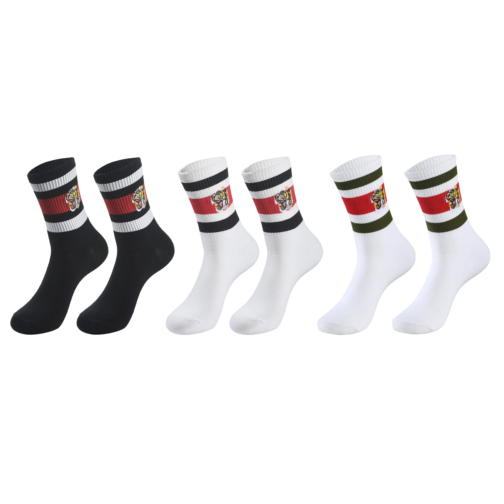 

High quality cotton black and white socks for men and women tiger pattern casual fashion trend socks hip hop life