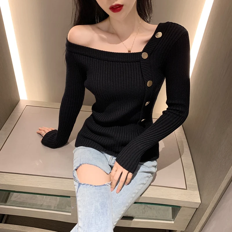 Joinyouth Women Sweaters Solid Korean Irregular Pullovers Button Full Thin 2020 Fashion Spring Clothing Strapless Wild 460 | Женская
