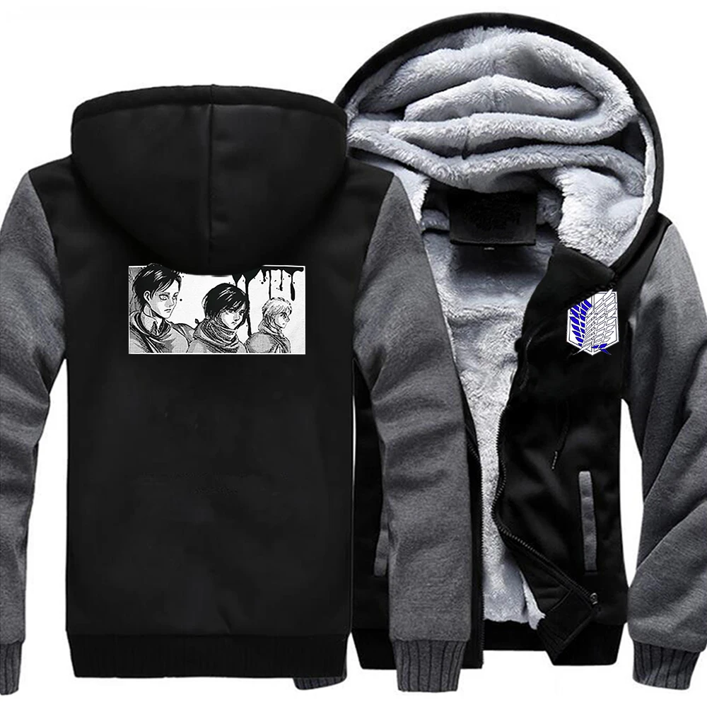 

Толстовка мужская с капюшоном и принтом «атака на Титанов»