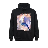 space cat riding dolphin cool sweatshirts mother day hoodies long sleeve for men funny personalized sweatshirts