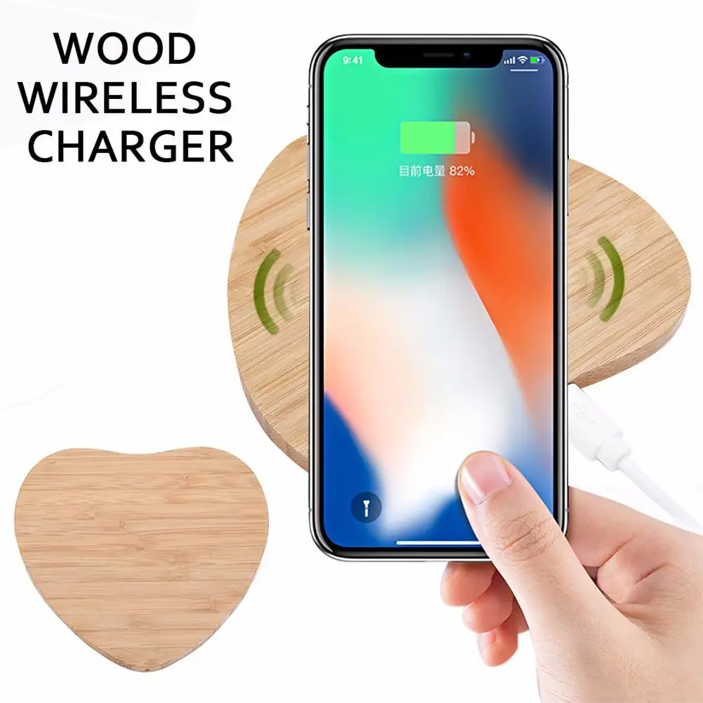 Беспроводное зарядное устройство Qi бамбуковая подставка для быстрой зарядки