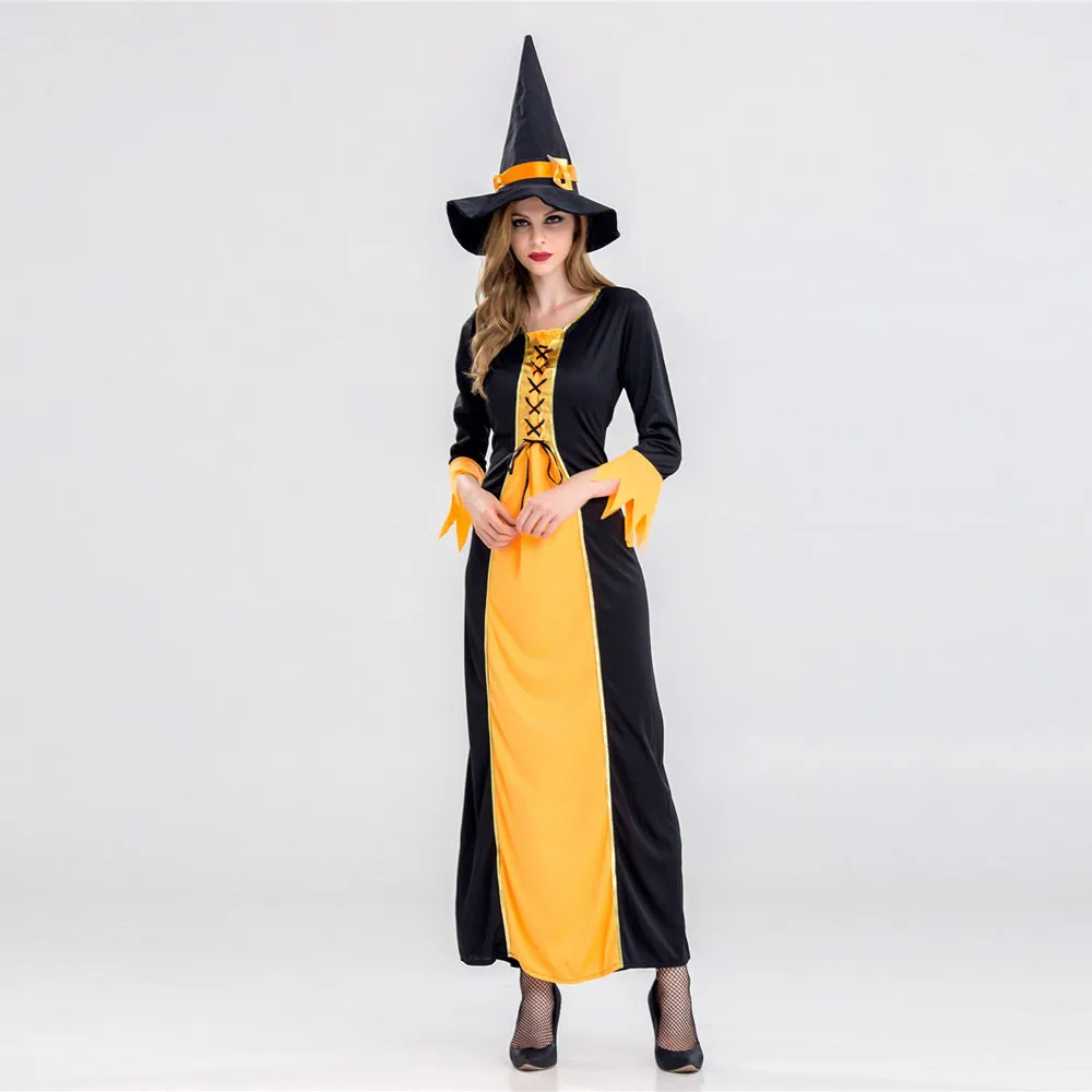 Костюм ведьмы для взрослых на Хэллоуин женщин сексуальное платье бретелях шляпа