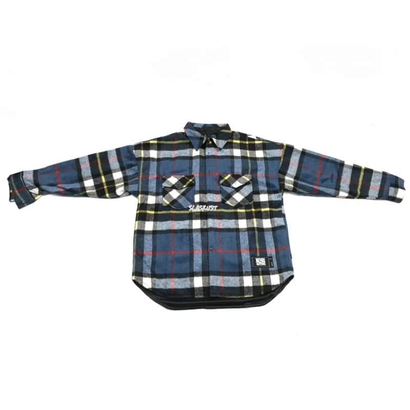 Мужская Фланелевая рубашка с начесом теплая Осенняя в стиле хип хоп атласной