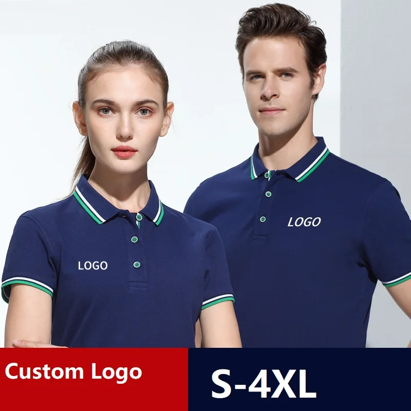 

SummerCustom Polo Shirt with Company Own Logo by Embroidery/Digital/ silk Printing DIY Logo Service company/hotel/Staff uniforms