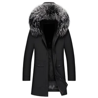 2021 new winter warm jackets coat black with big fox fur collar rex rabbit fur liner thick warm outdoor jackets for men m 4xl