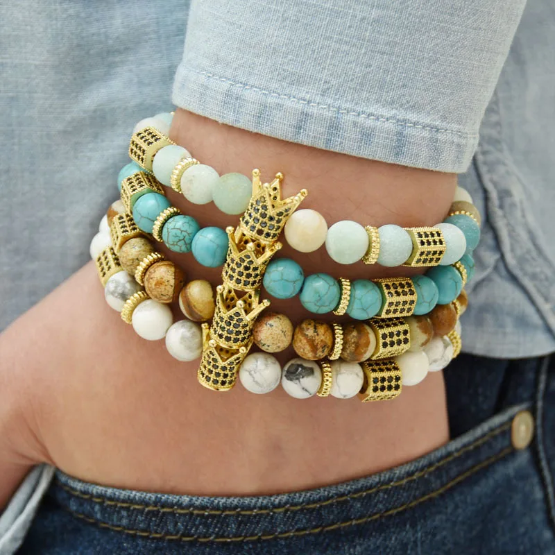 Винтажный Браслет KSRA из натурального камня для женщин и мужчин модные медные