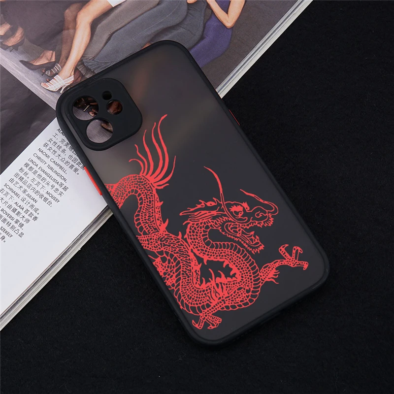 unique aesthetic design red dragon phone case for iphone 12 mini 11 13 pro x xs xr max 6 7 8 plus se 2020 soft bumper back cover free global shipping