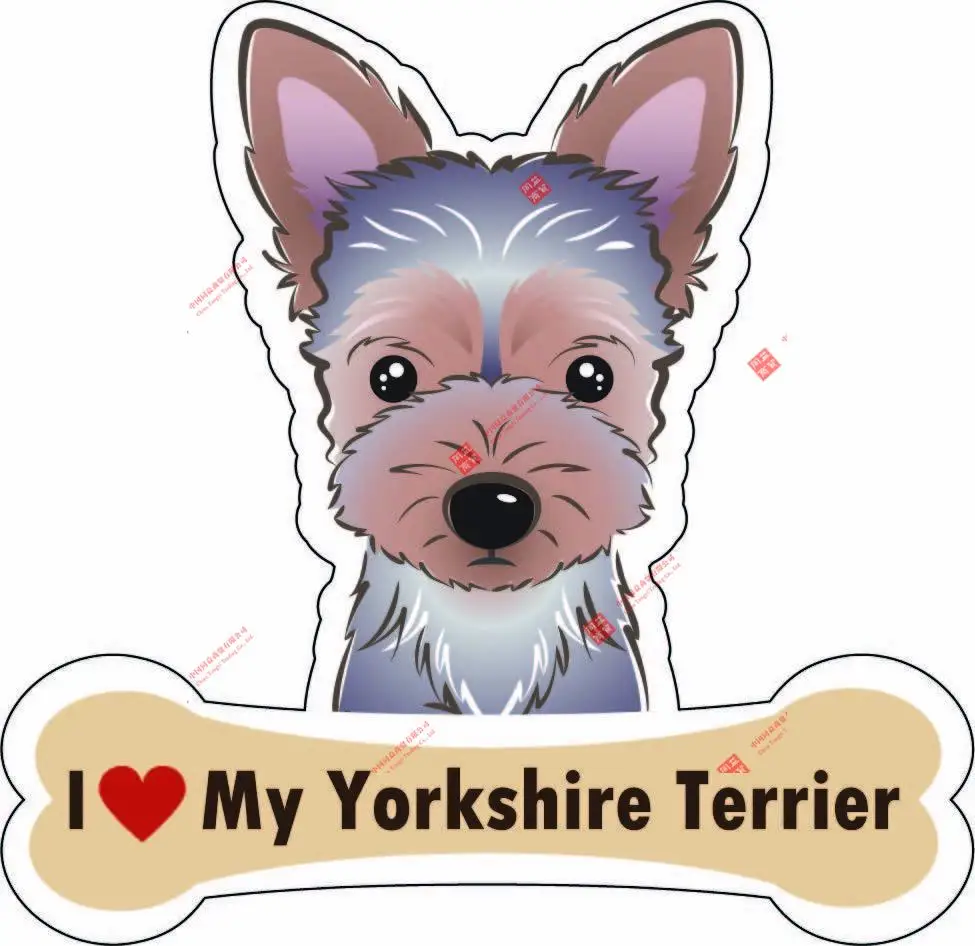 

Personality Dog Bone Sticker I Love My Yorkshire Terrier Car Sign Puppy Decal Racing Helmet Stickers