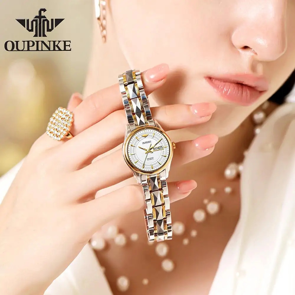 OUPINKE Top Brand Luxury Women Automatic Mechanical Watches Waterproof Stainless Steel Watchstrap Automatic Women Watch Gift Set enlarge