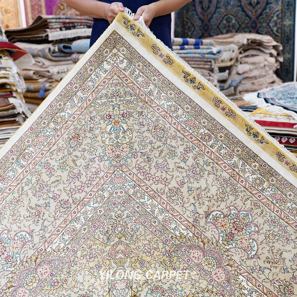 Большой элегантный персидский шелковый ковер ручной работы для комнаты 9'x12