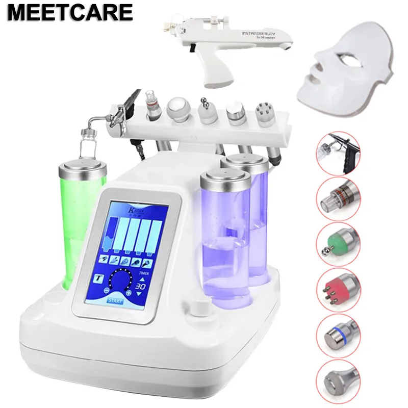 8in 1 beauty machine Вакуумная очистка лица Гидра для лица вода кислородная струя пилинг машина Массаж Уход за кожей био светильник RF Устройство красоты - Цвет: 8in 1 beauty machine