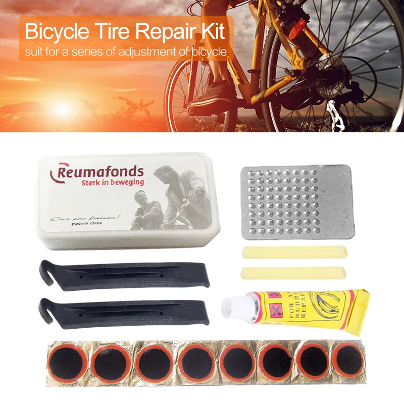 

8pcs Outdoor Bike Bicycle Flat Tire Kit Tool Set Repair Patch Glue Lever Tool Rubber Fix Kit Portable Fetal Best Quality 2021HOT