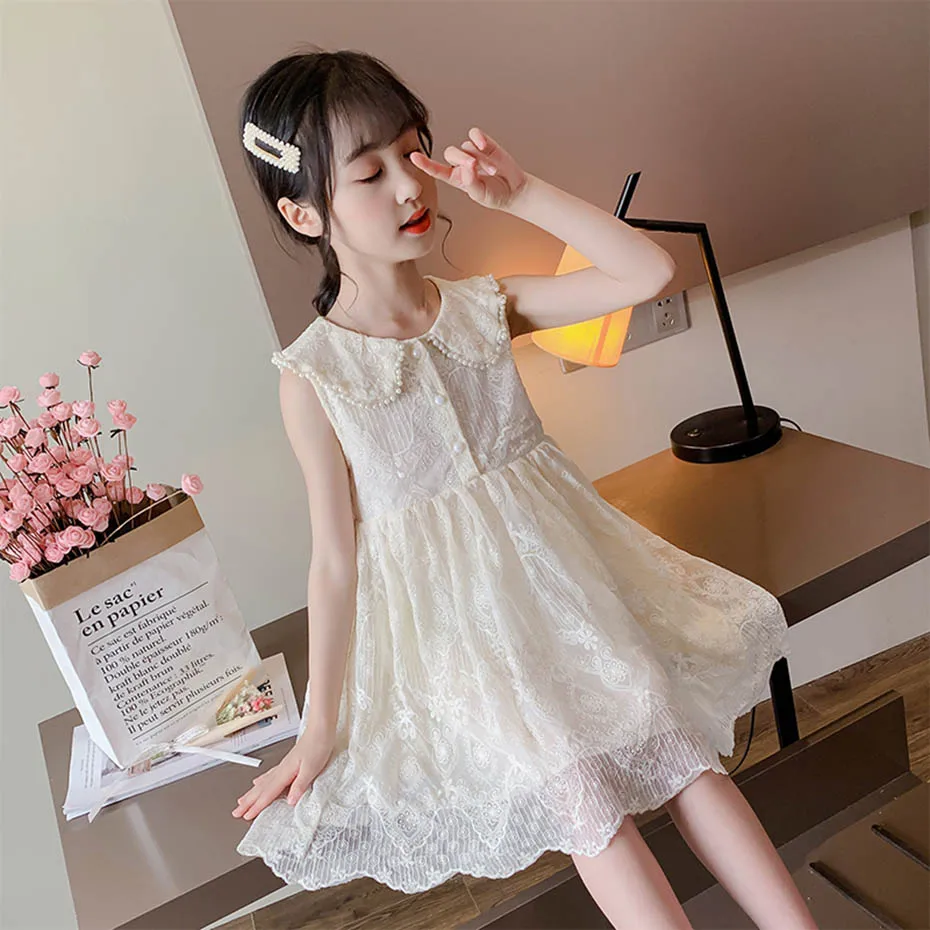 Летние платья для девочек детские праздничные с цветочной вышивкой платье без