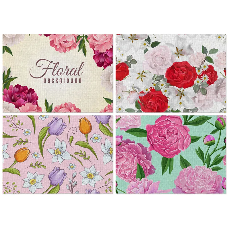 

Fuwatacchi Dinning Table Placemats Polyester Flowers Drink Cup Coasters Home Decor Tableware Mat Kitchen Decoration Accessories
