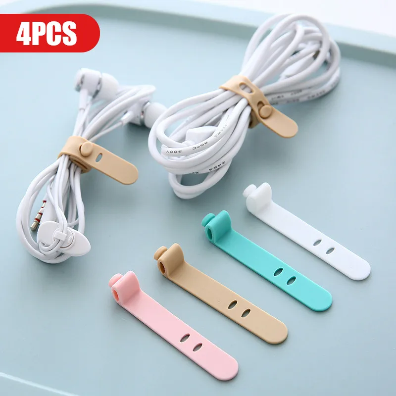

SIANCS 4PCS Cable Winder Earphone MP4 Silicone Cable Organizer Wire Wrapped Cord Line Storage Holder For iPhone Samsung