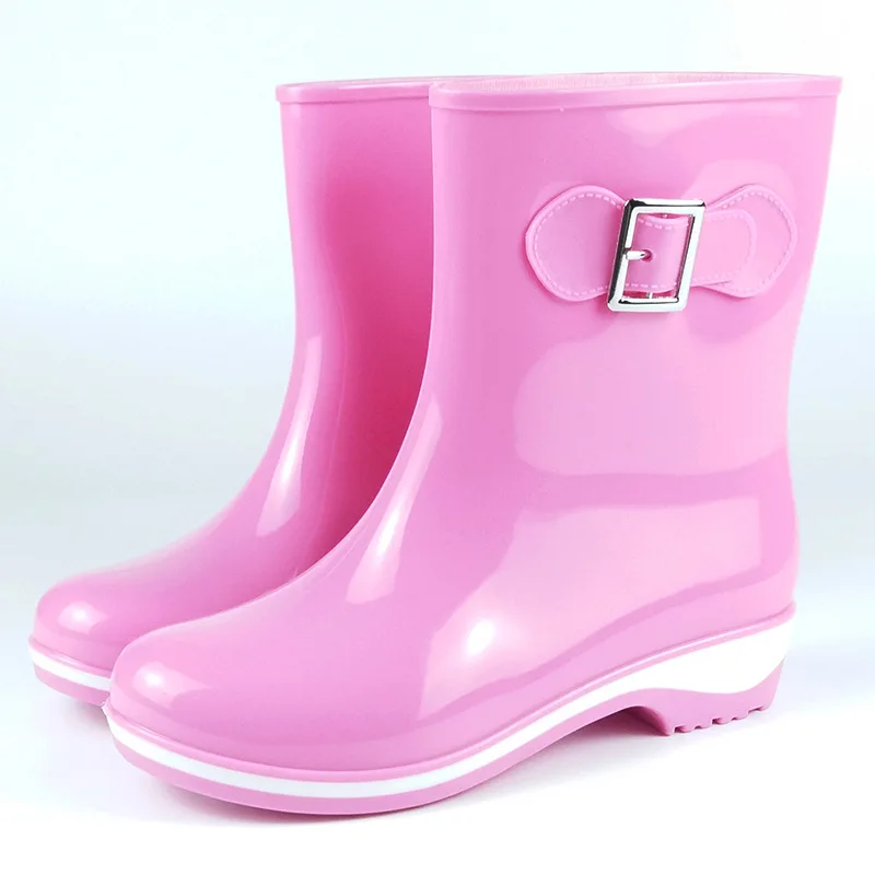 Зимние летние резиновые сапоги для женщин Нескользящие теплые ботинки на