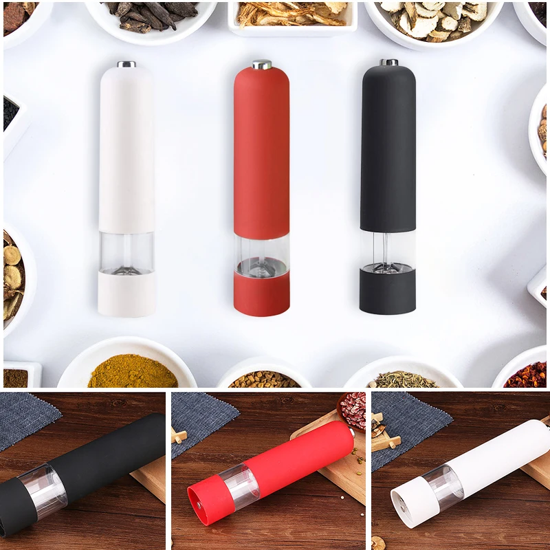 Automatic Electric Mill Pepper And Salt Grinder Led Light Peper Spice Grain Mills Porcelain Grinding Core Kitchen Tools | Дом и сад