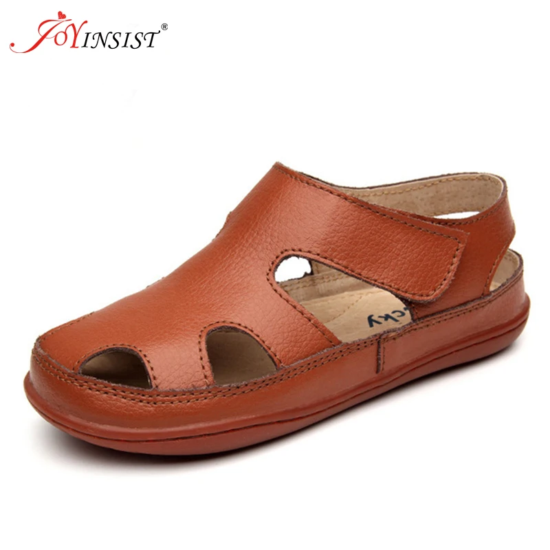 Модные повседневные сандалии для мальчиков и девочек кожаная детская обувь