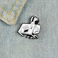 hoseng grumpy girl doesnt want to work overturning the desk black and white office brooch for friends colleagues gift hs_620