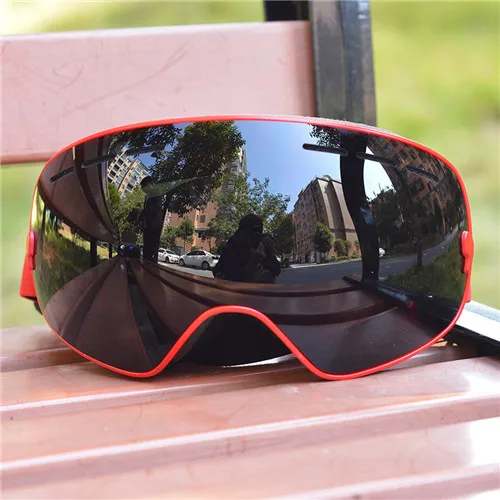 Red frame black lens Очки для катания на лыжах и сноуборде. Большие сферические маски UV400, очки для катания на лыжах, для мужчин и женщин, профессиональные очки для лыжного спорта - Цвет: Red frame black lens