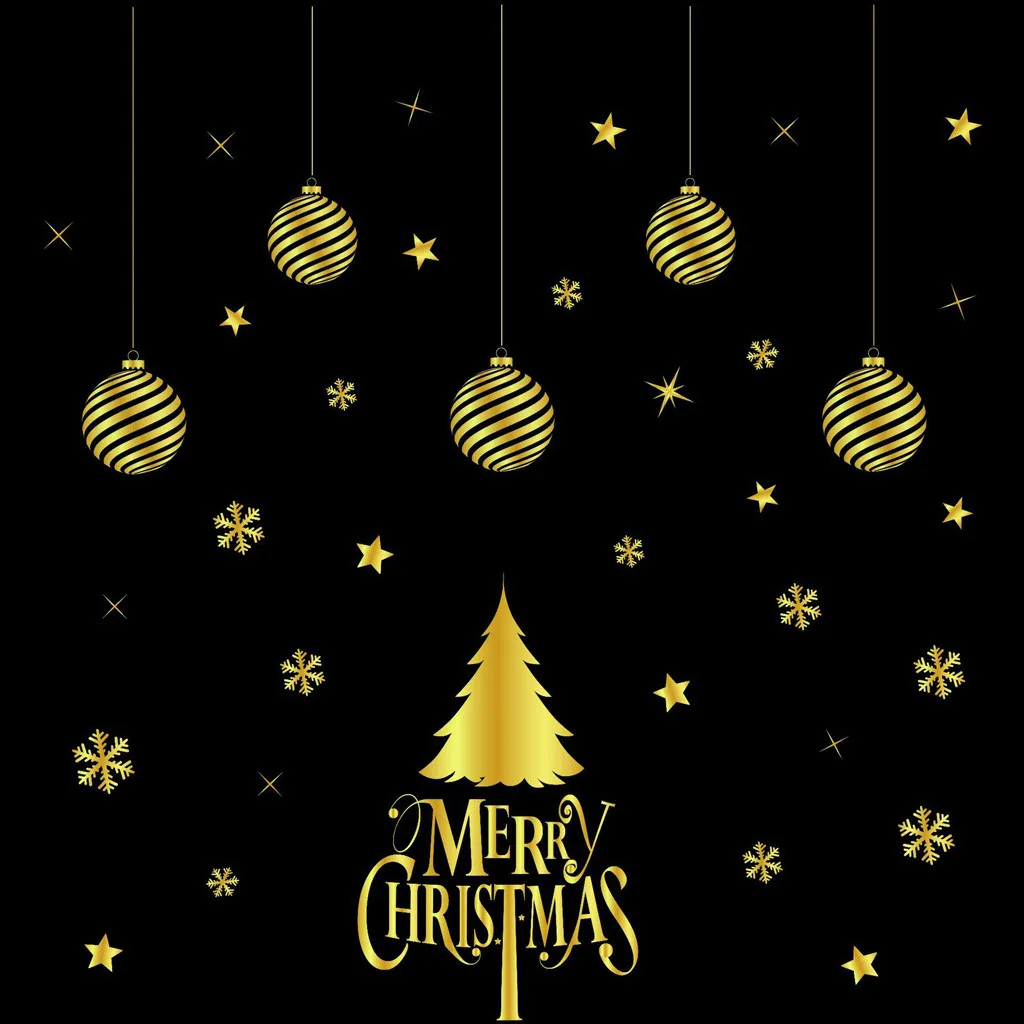 Настенная Наклейка украшение для комнаты 2019 Счастливого Рождества Золотая