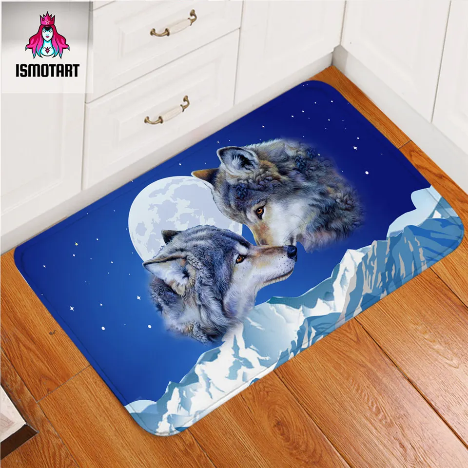 

Коврик «волк пара» от Ismot Esha, нескользящий мягкий коврик в виде Луны, коврик для пола с изображением ночного неба, голубой коврик для спальни,...