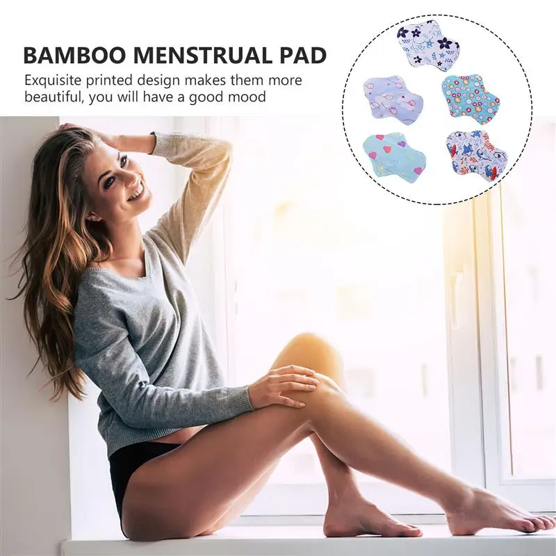 

5Pcs Reusable Sanitary Pads Women Girls Sanitary Towels Washable Sanitary Pads Sanitary Napkins With Storage Bag(Random Color)