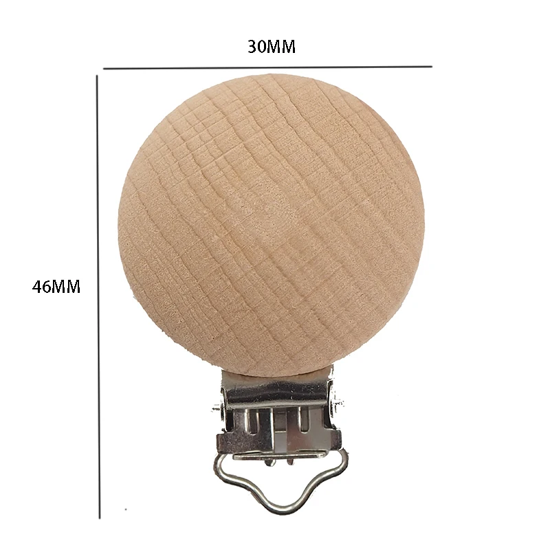 Chenkai-chupete de madera Natural para beb&eacute;, Clip redondo de 30MM, soporte de madera para chupete, Diy, accesorios, 5 uds.-4
