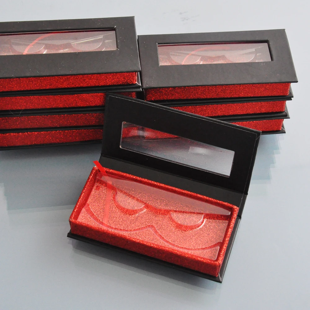 Wholesale False Eyelash Packaging Black Red Box Lash Boxes Customize Mink Lashes Package Storage Magnetic Makeup Cases Supplies