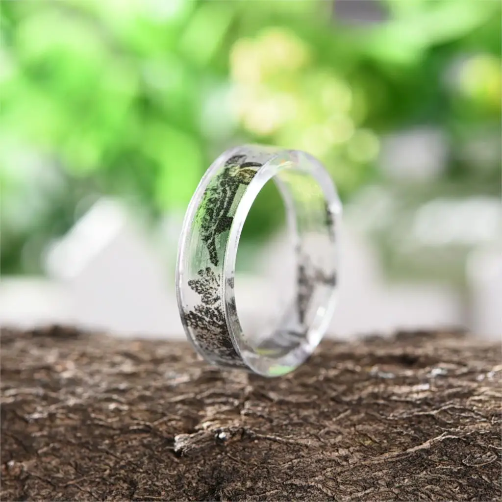 Handmade Transparent Tortoise and Coconut Tree Resin Rings Scenery Inside Black White Women Finger Knuckle Ring 2019 | Украшения и