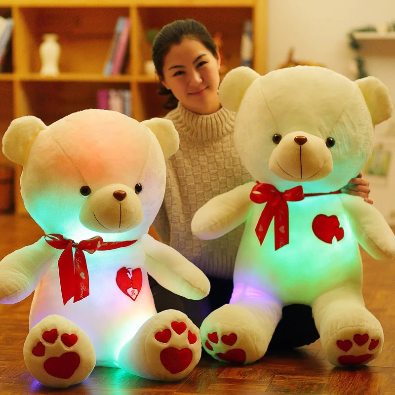 

1 pcs Light Up LED Bluetooth Music Lover Teddy Bear Stuffed Animals Plush Toy Colorful Glowing Cute Teddy Bear Christmas Gift fo