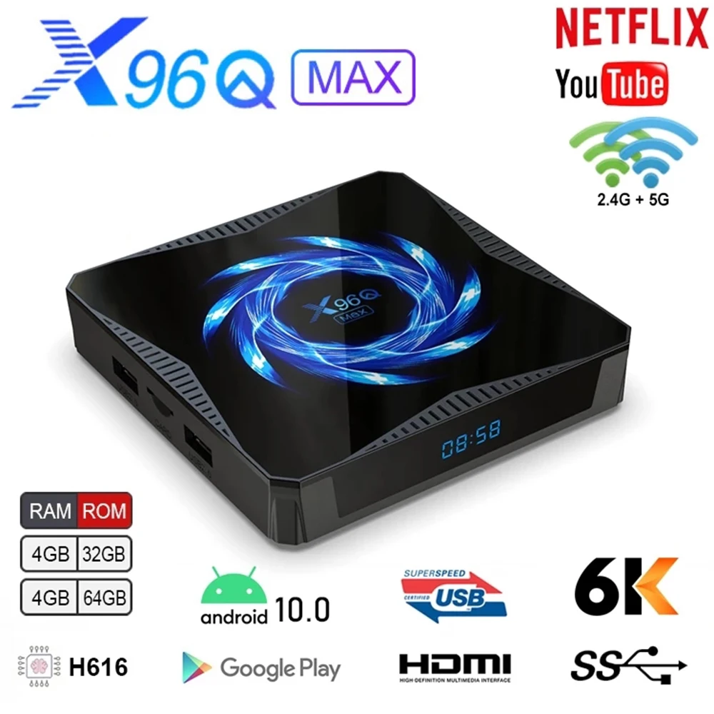 X96Q MAX Android 10.0 tv box H616 Quad Core Dual wifi 6K HD Set Top Box PK X96 MAX H96 MAX H96 MINI X96 TV
