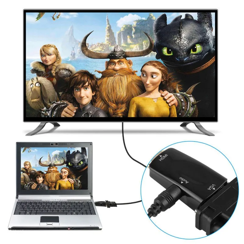 Лидер продаж адаптер 1080P HDMI-VGA аудиокабель-конвертер штырь-гнездо для ПК ноутбука