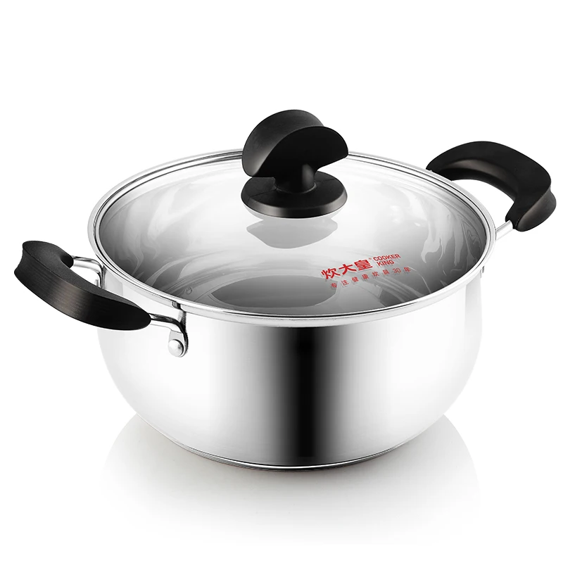 

COOKER KING 304 Stainless Steel Casserole Pot Stock Pot Saucepan With Lid Composite Bottom Suit For Induction Cooker 22cm