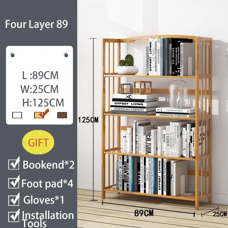 4-слойная книжная полка из твердой древесины элегантная витрина для книг полки