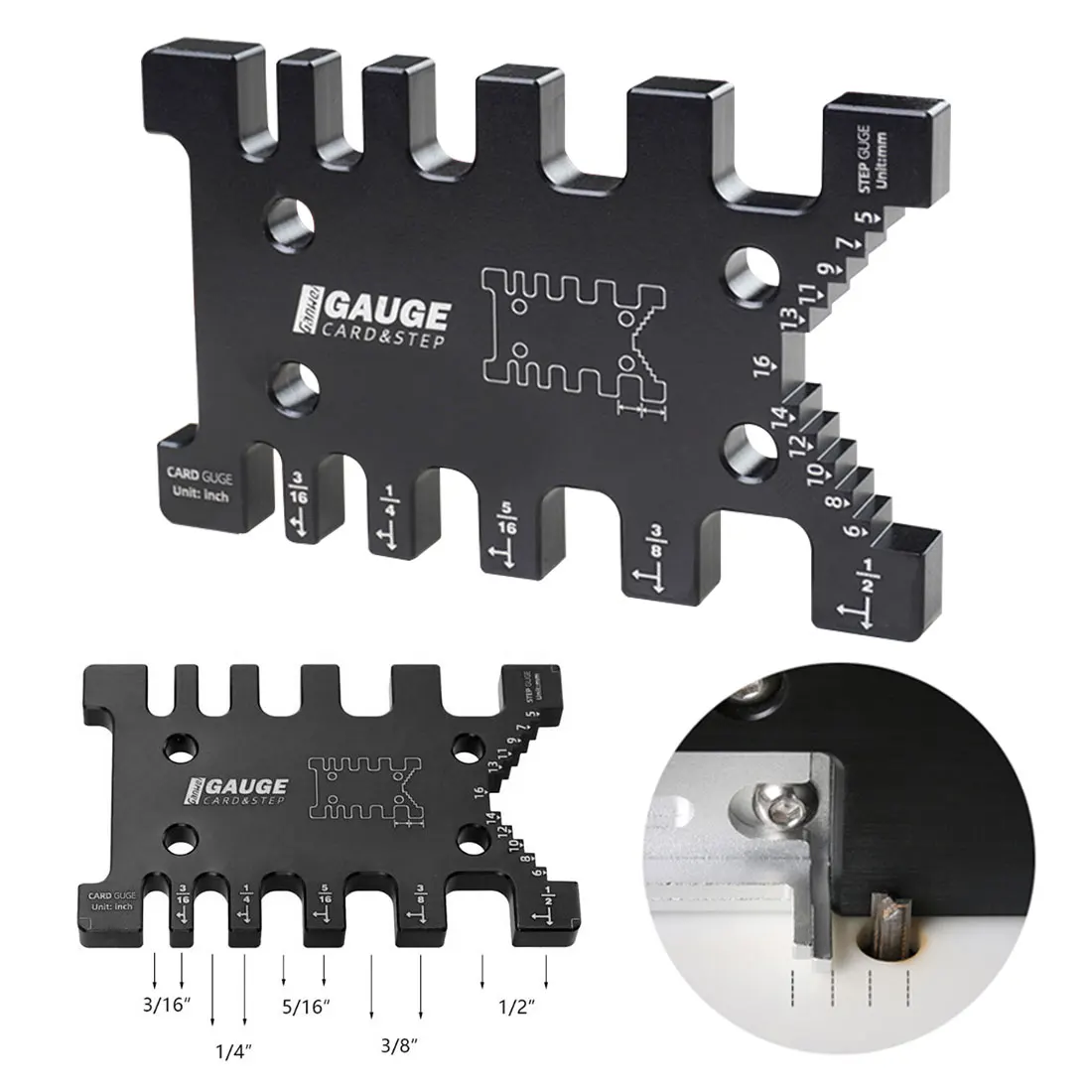 

Metric Imperial Card Gauge Woodworking Tenon Caliper Measuring Ruler High Precision for Wood Work Router Saw Table Machine Tool
