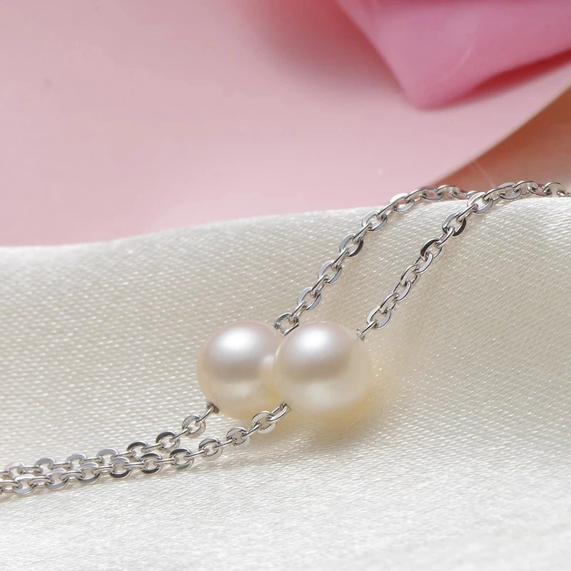 

gN Pearl Genuien 6-7mm Natural Freshwater Pearl Bracelets 925 Sterling Silver Chain gNPearl Fine Jewelry for Women Gifts