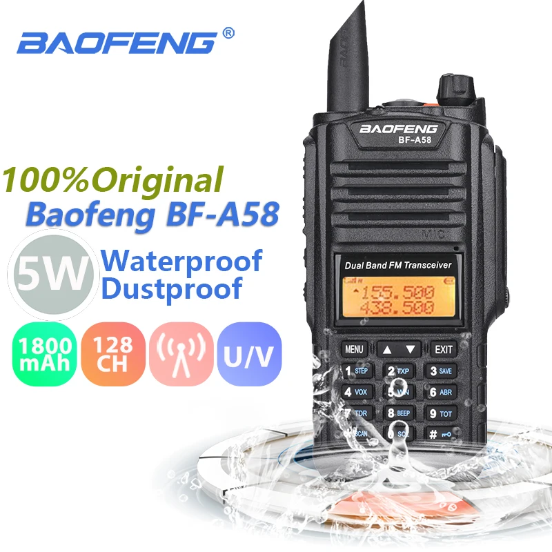 Портативная рация Baofeng BF-A58 Talkie IP67 Морская водонепроницаемая UHF VHF Двухдиапазонная двухсторонняя радиостанция приемопередатчик любительска...