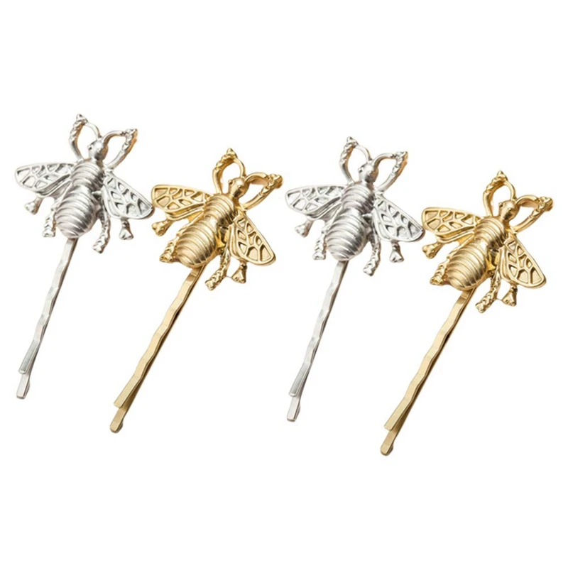 

4Pcs Bee Shape Hair Clips,Metal Hair Pins Lovely Barrettes Bee Hairpins Hair Styling Hair Decoration for Ladies Girls