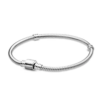 925 sterling silver pan bracelet moments barrel clasp snake chain bracelet bangle fit bead charm diy fashion jewelry