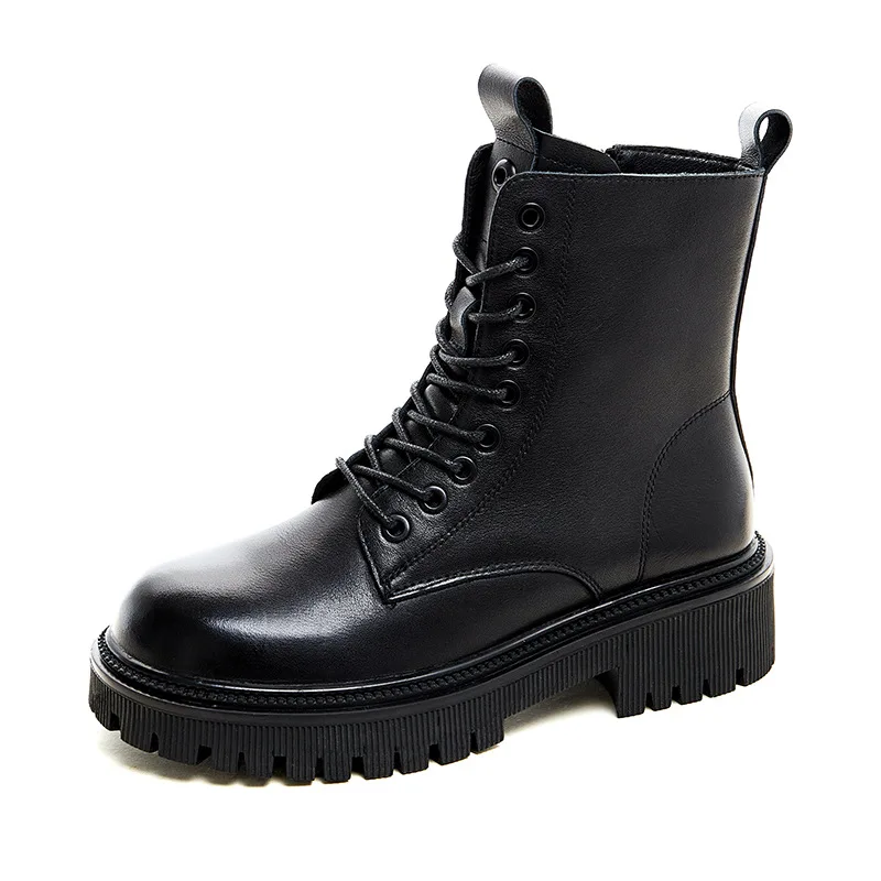 

Real Leather Ankle Boots Women 2021 Winter Fashion Platform Ladies Shoes Short Boot Office Lady Footwear Size 35-40