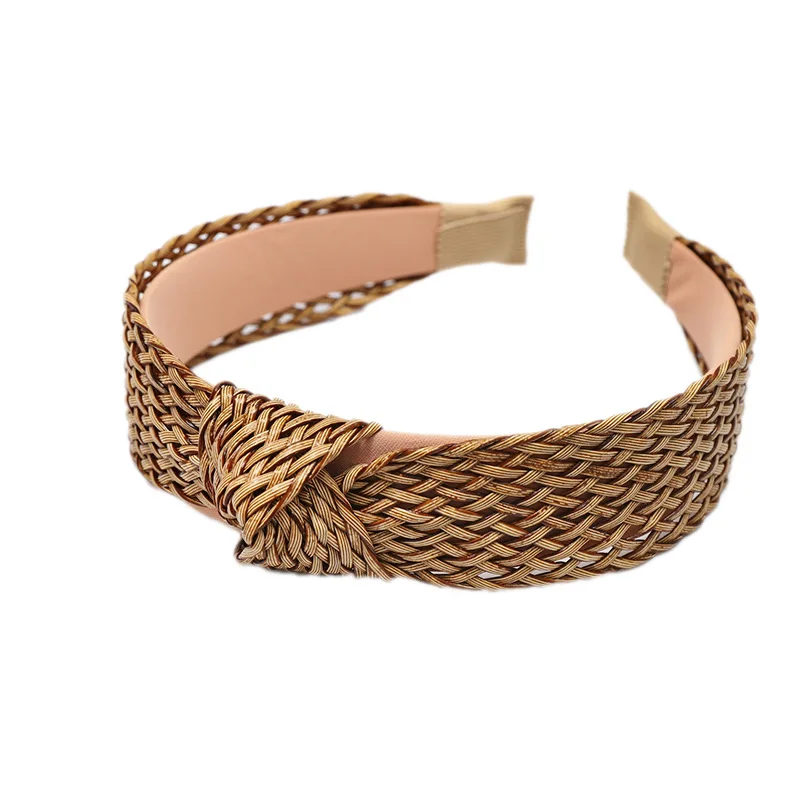 

Bohemian Hairband Summer Straw Weaving Knotted Headband For Women Cross Handmade Hair Hoop Accessories Hot Sale